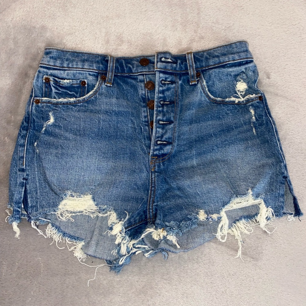 Abercrombie & Fitch Annie High Rise Denim Shorts